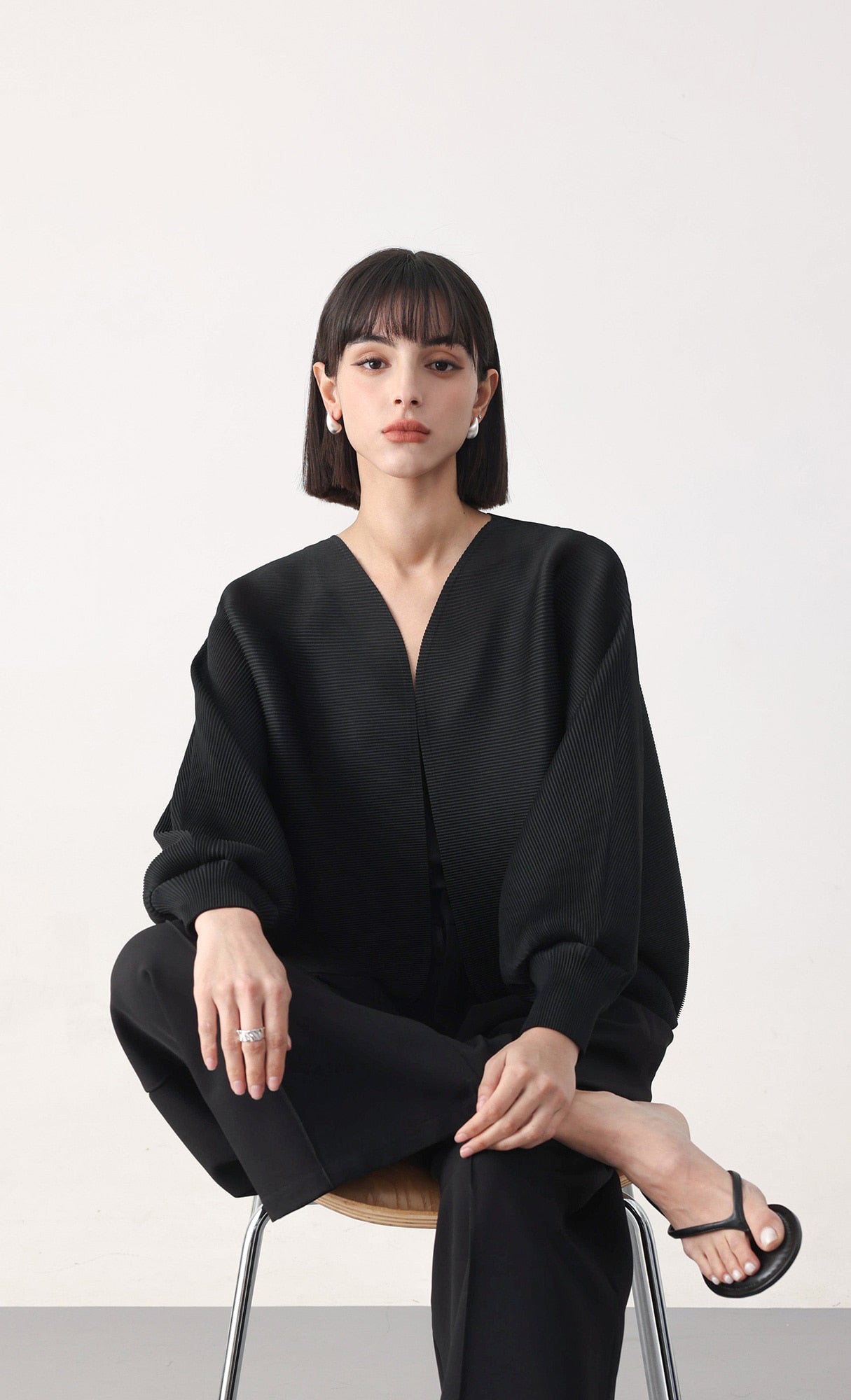 Pleatsmood Ray Pleats Cardigan Black