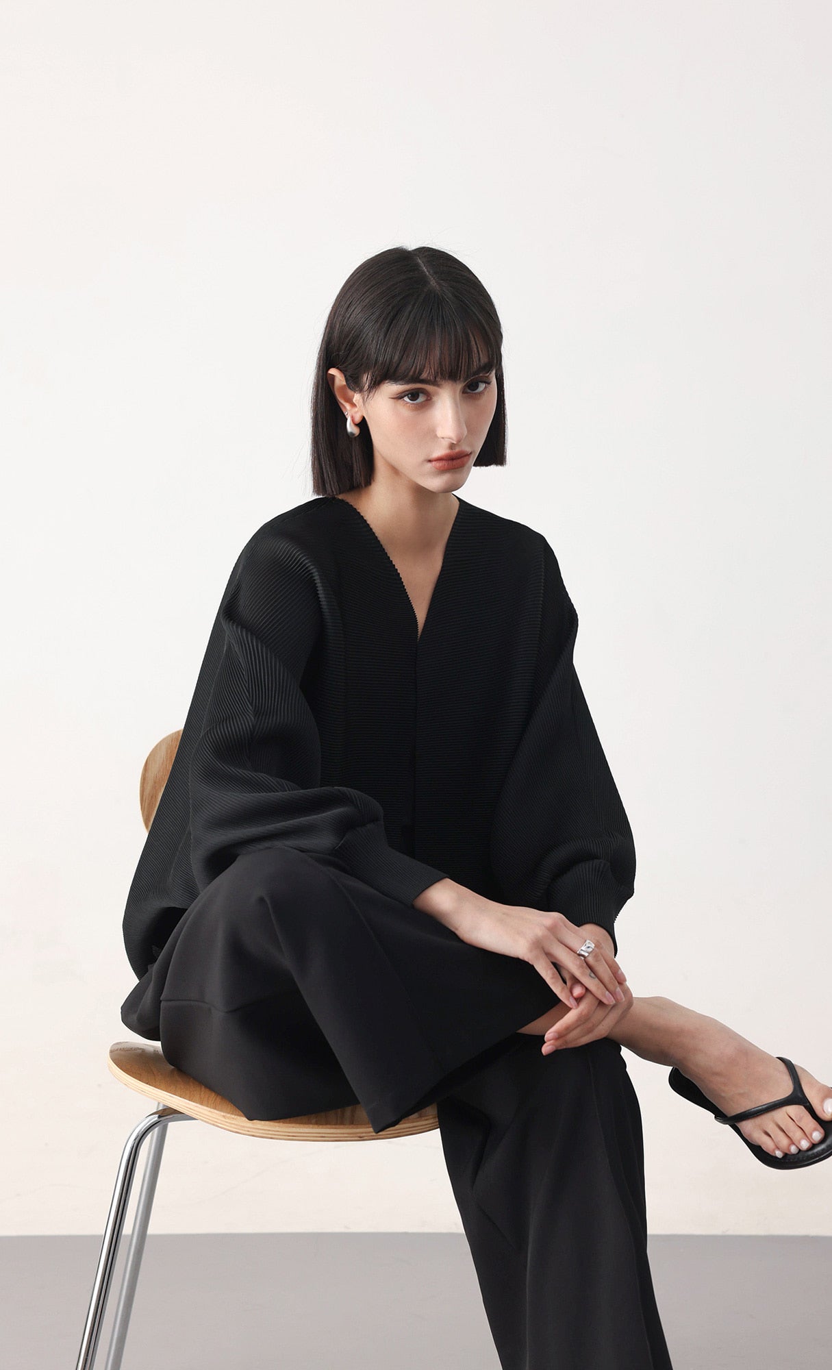 Pleatsmood Ray Pleats Cardigan Black