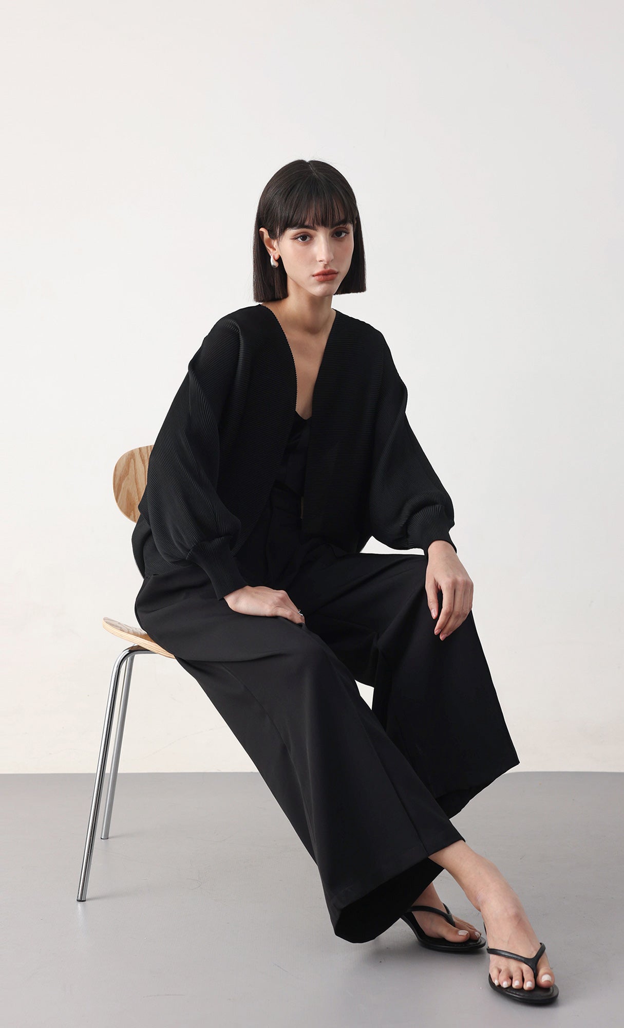 Pleatsmood Ray Pleats Cardigan Black