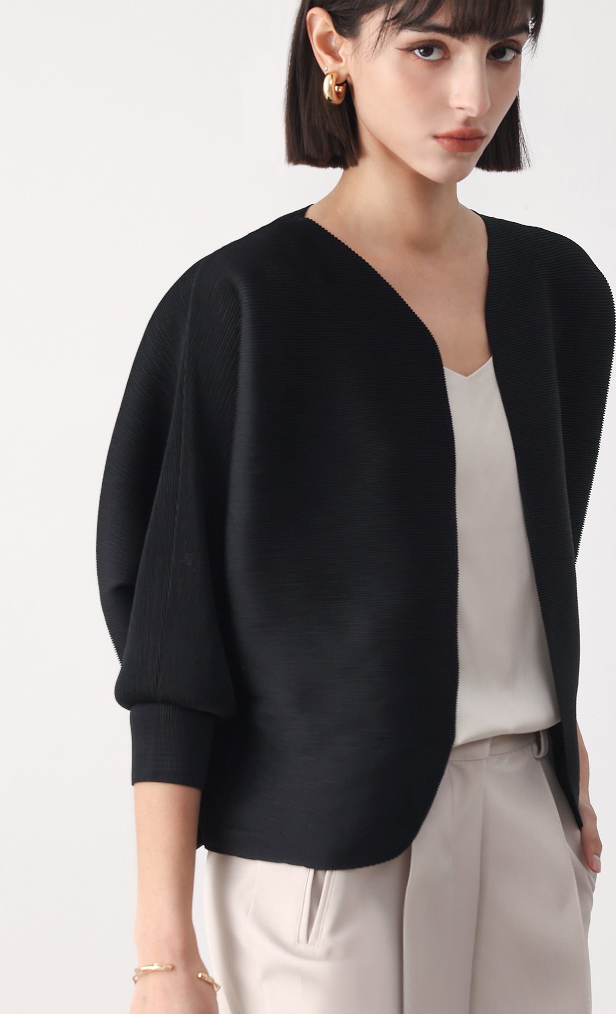 Pleatsmood Ainy Pleats Cardigan Jacket Black