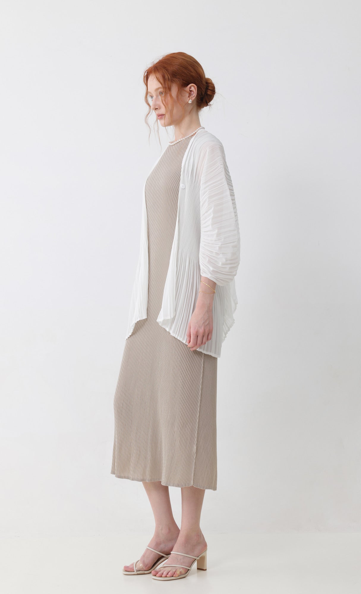 Pleatsmood Aban Pleats Puff Cardigan Ivory