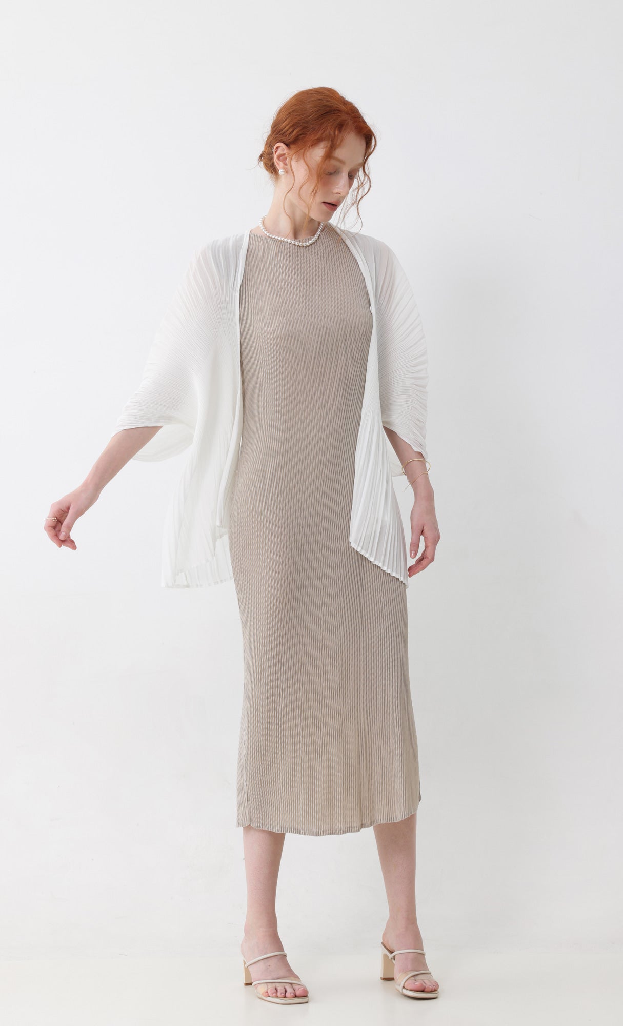 Pleatsmood Aban Pleats Puff Cardigan Ivory
