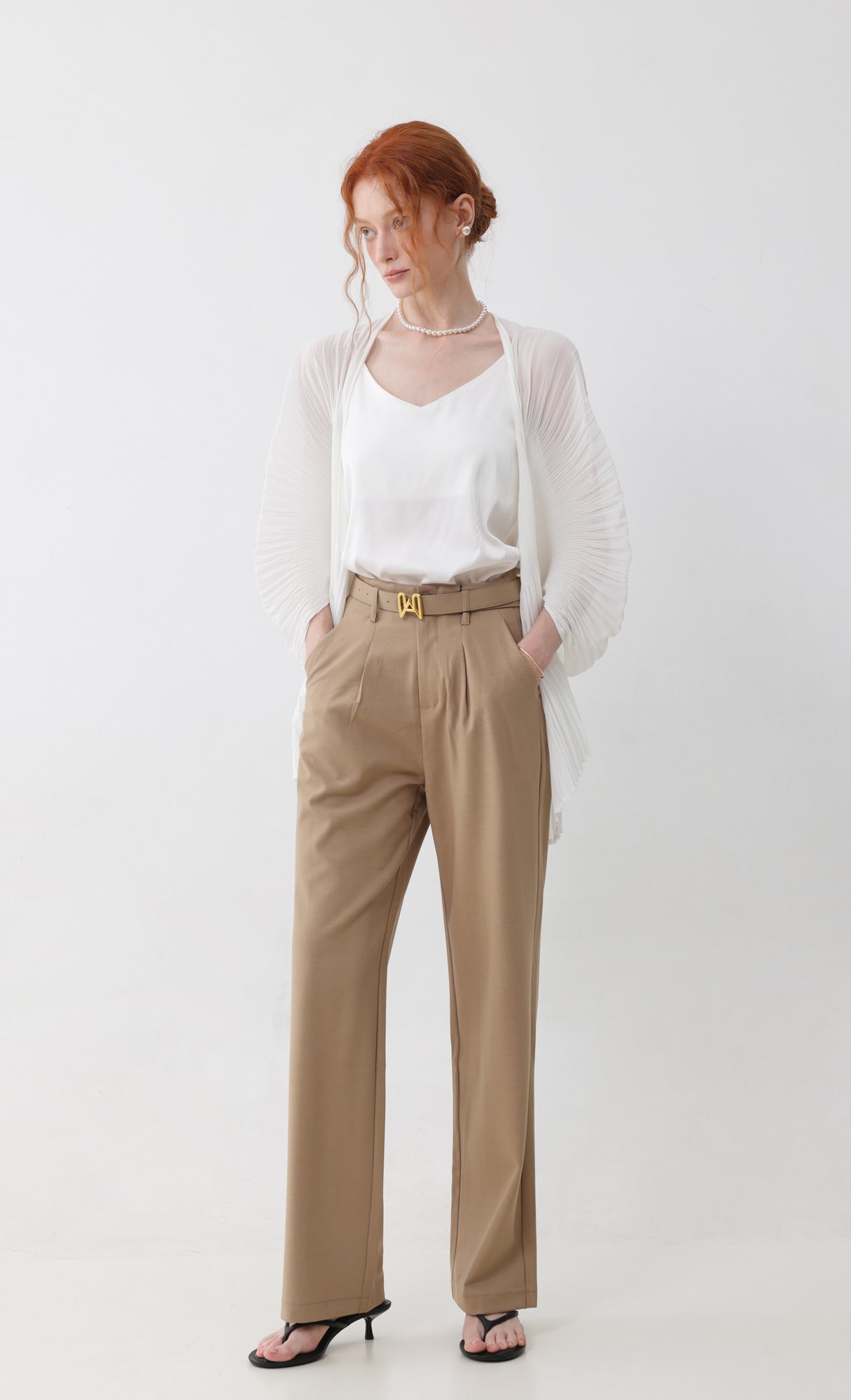 Pleatsmood Aban Pleats Puff Cardigan Ivory