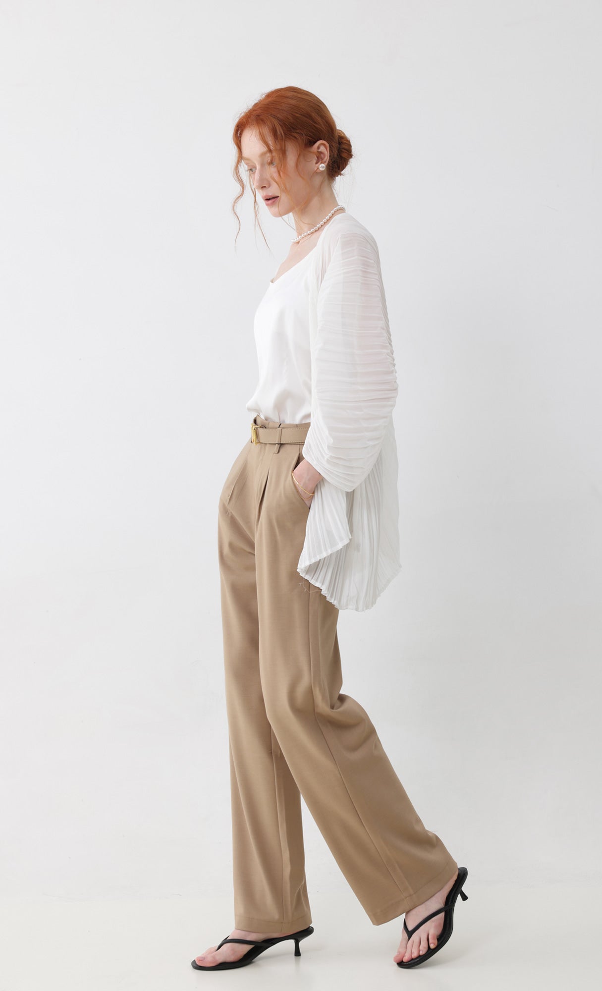 Pleatsmood Aban Pleats Puff Cardigan Ivory