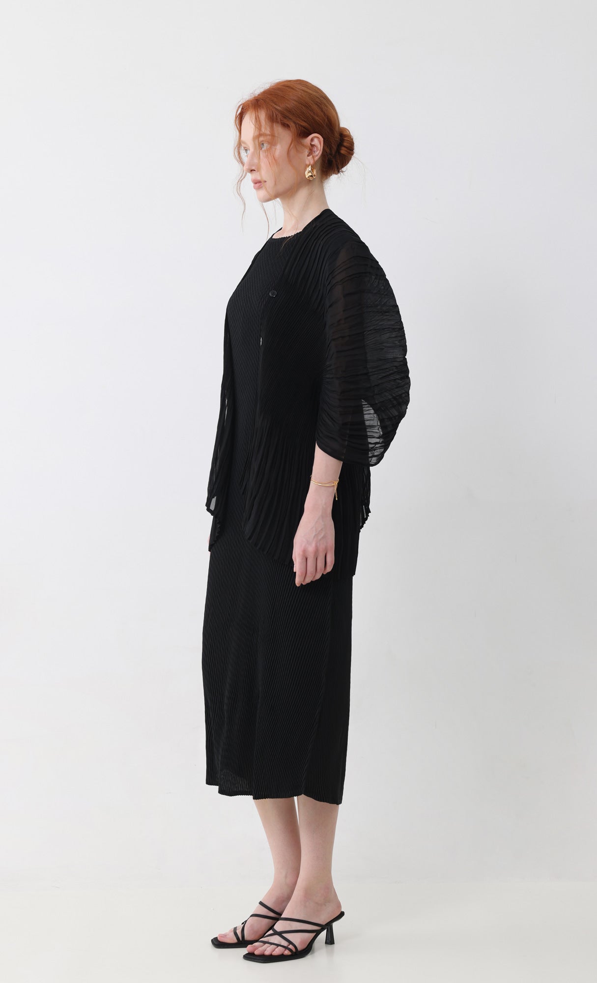 Pleatsmood Aban Pleats Puff Cardigan Black