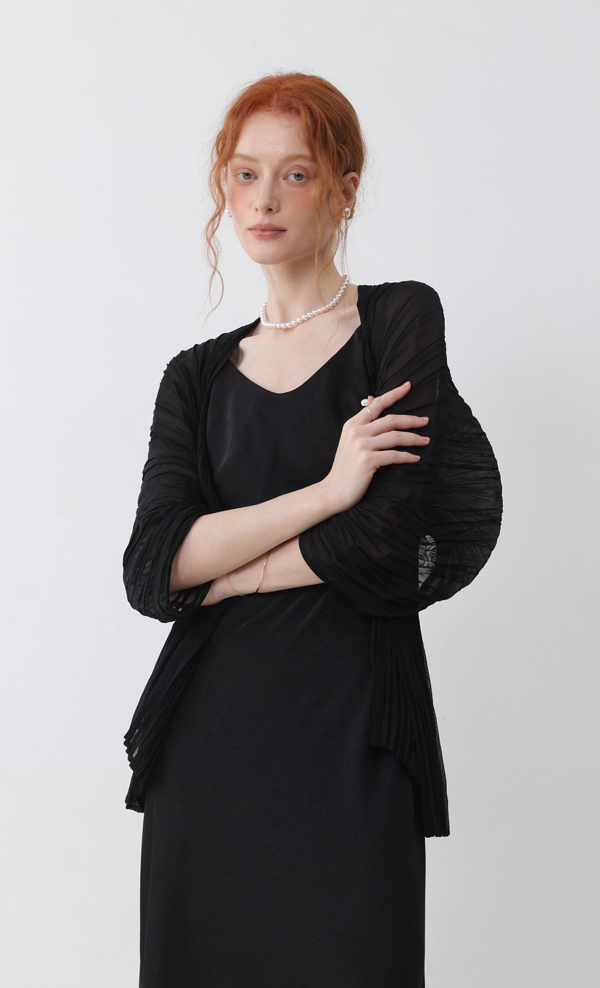 Pleatsmood Aban Pleats Puff Cardigan Black