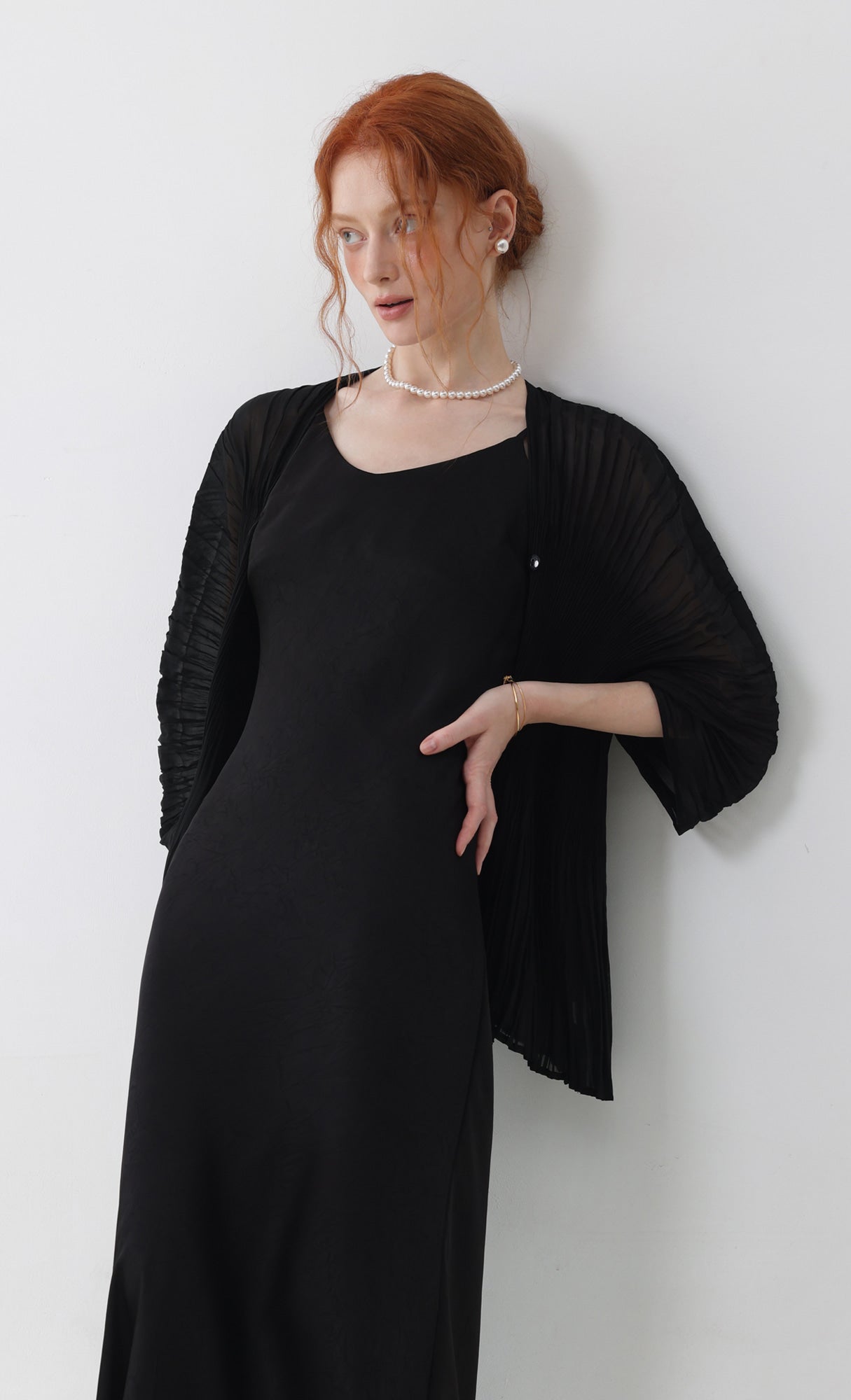 Pleatsmood Aban Pleats Puff Cardigan Black