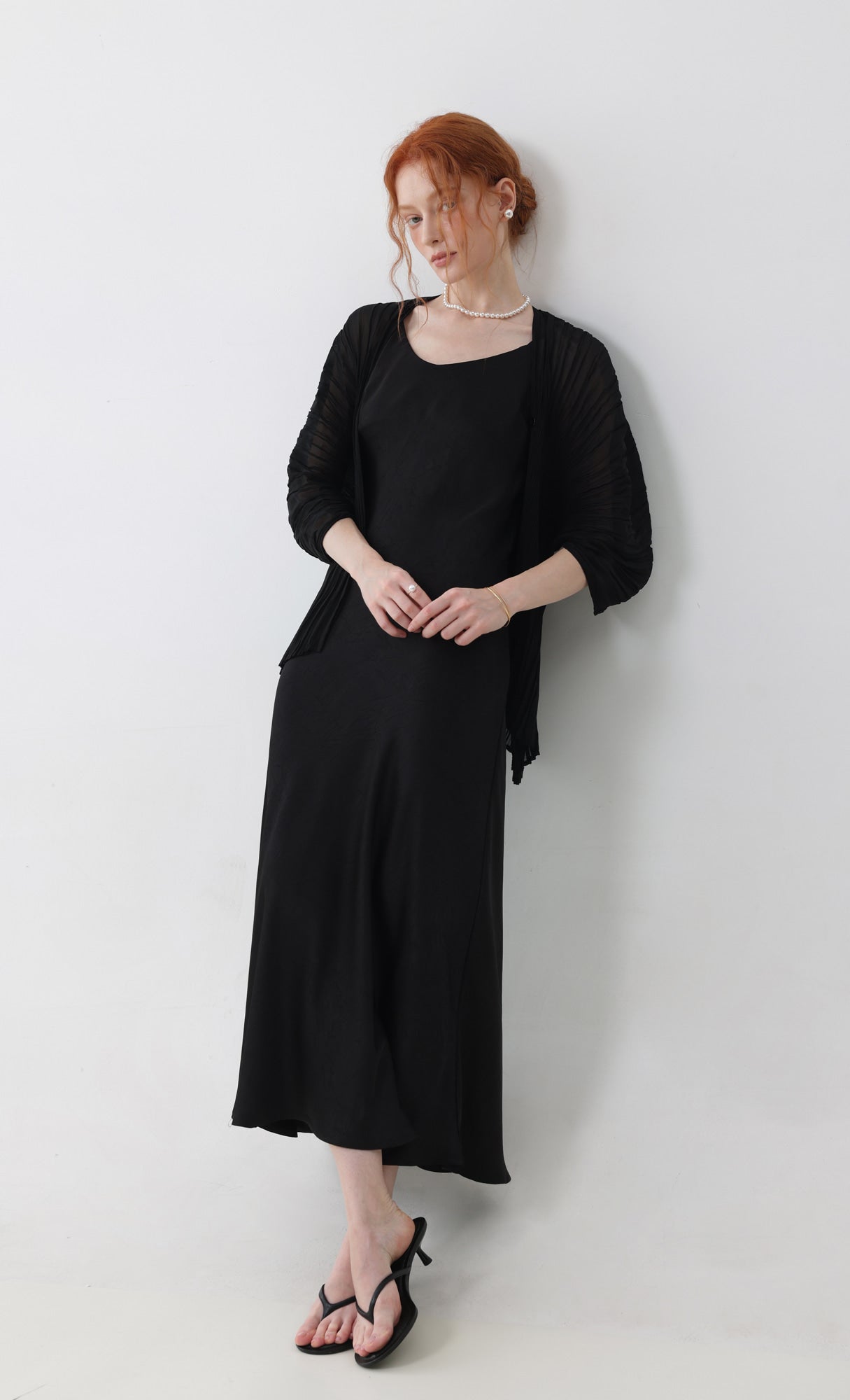 Pleatsmood Aban Pleats Puff Cardigan Black