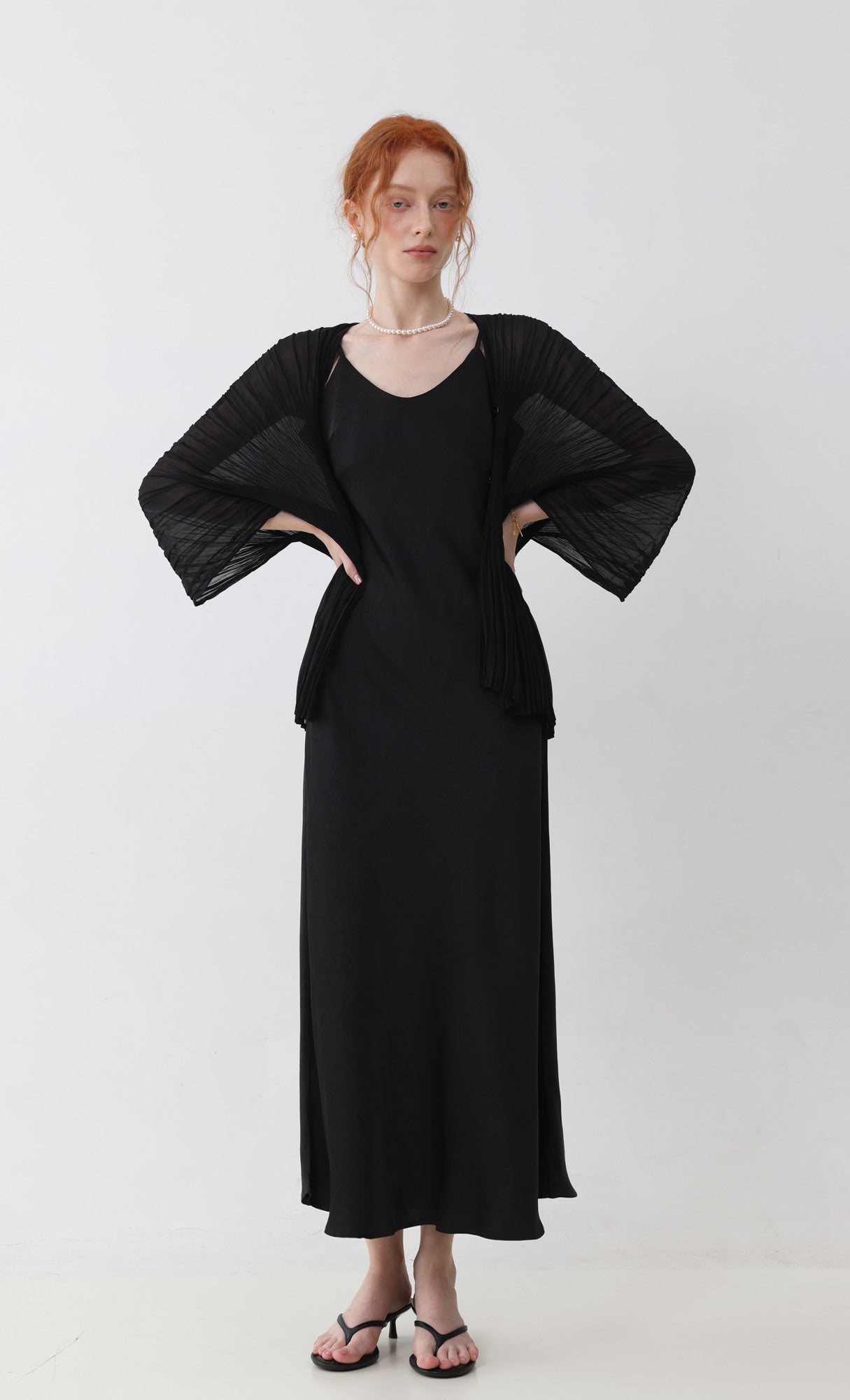 Pleatsmood Aban Pleats Puff Cardigan Black