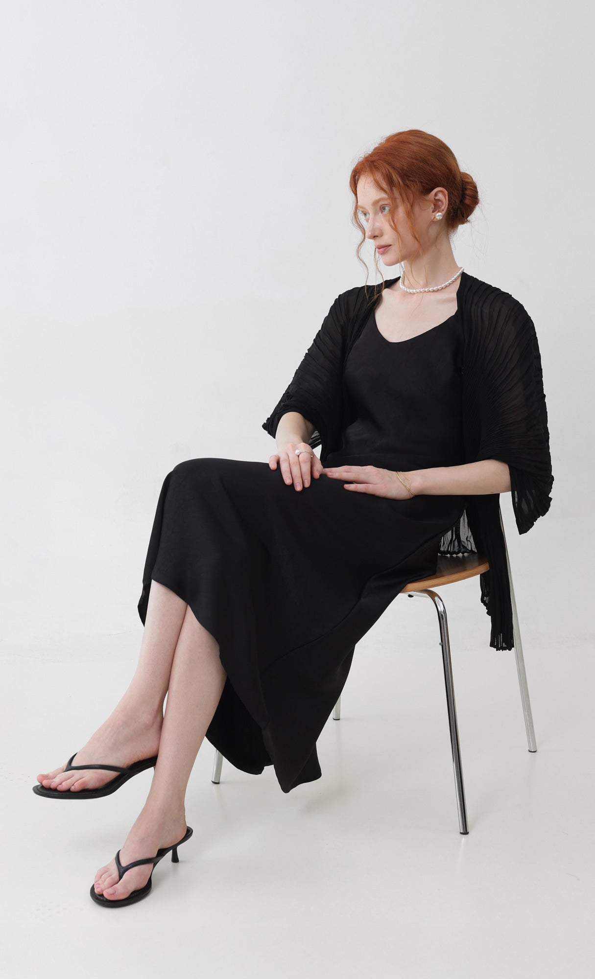Pleatsmood Aban Pleats Puff Cardigan Black