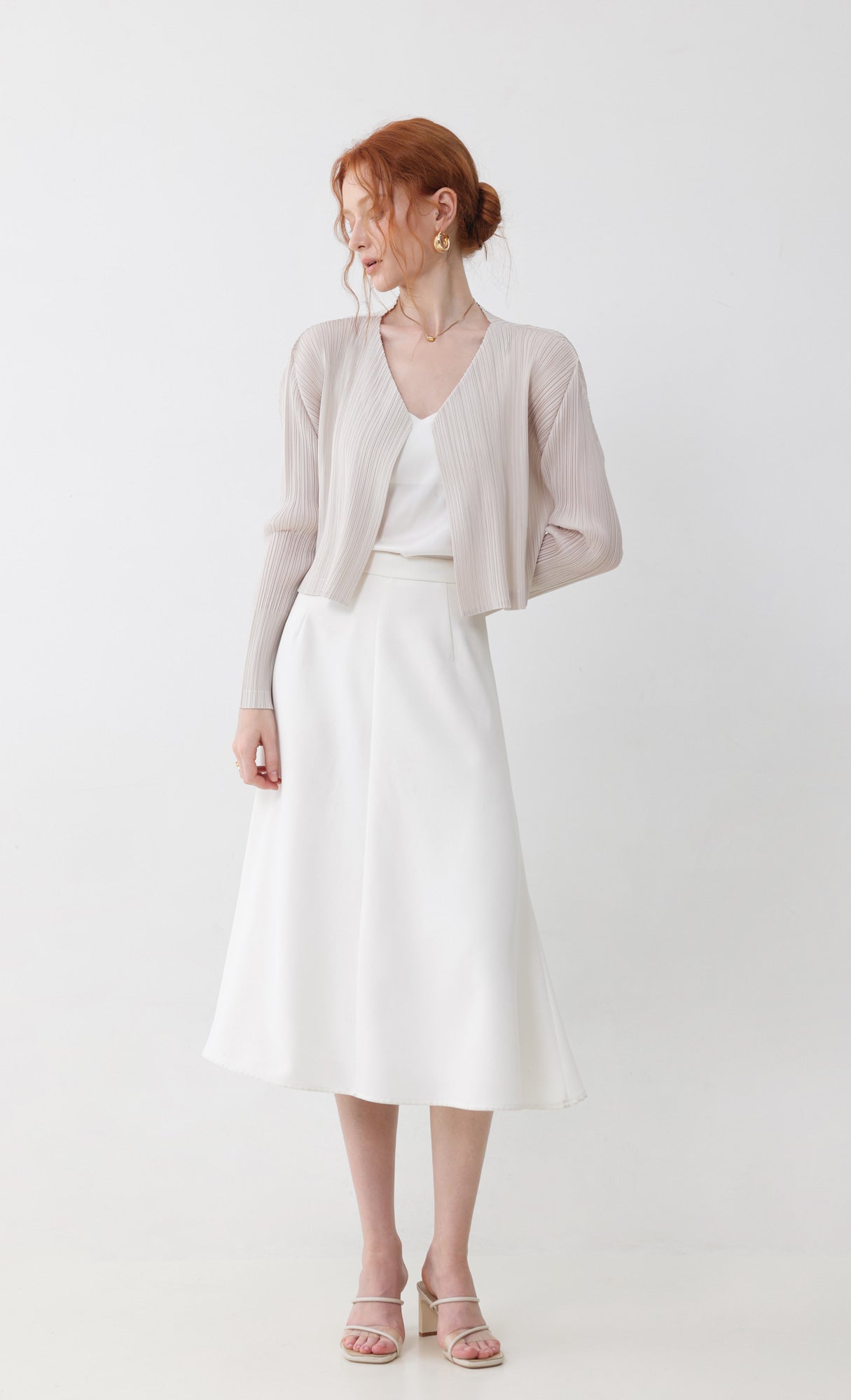 Pleatsmood Cod Pleats Cardigan Light-beige