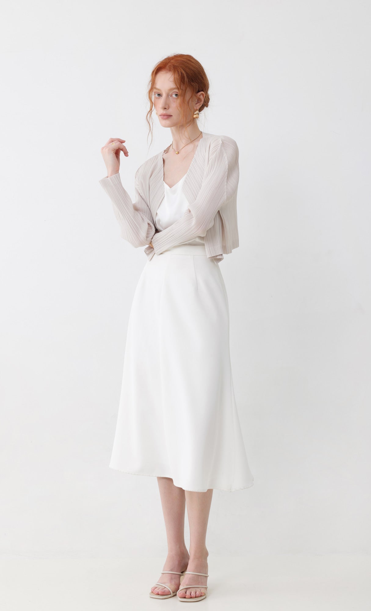 Pleatsmood Cod Pleats Cardigan Light-beige