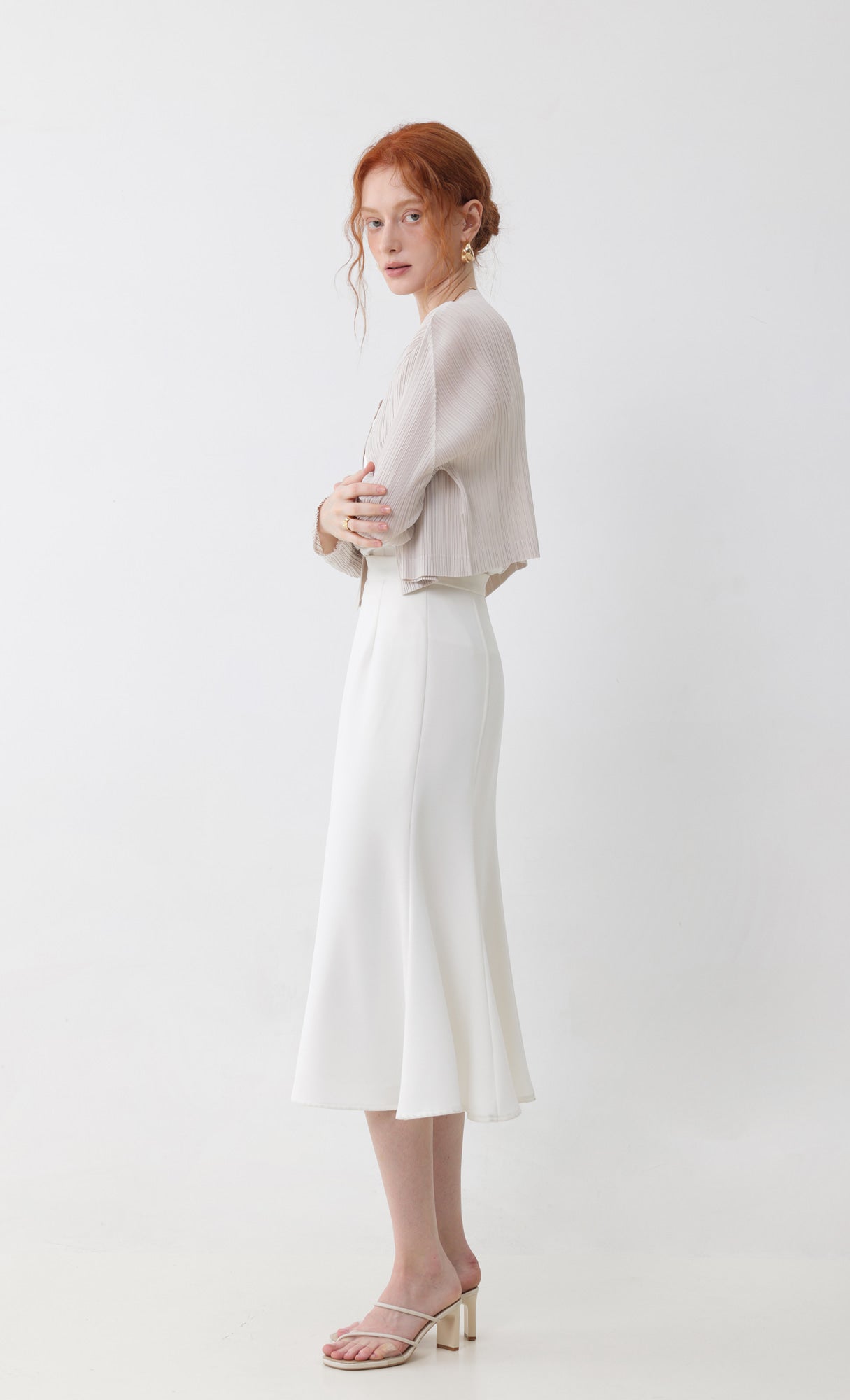 Pleatsmood Cod Pleats Cardigan Light-beige