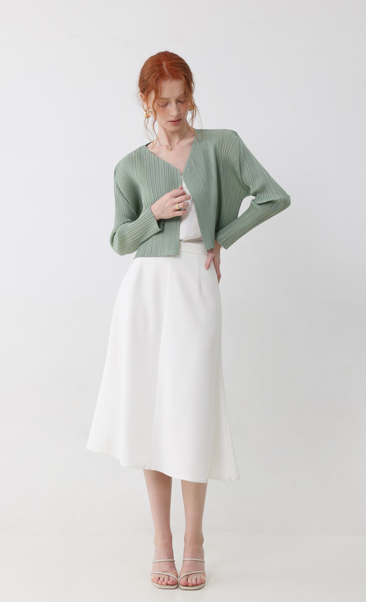 Pleatsmood Cod Pleats Cardigan Mint