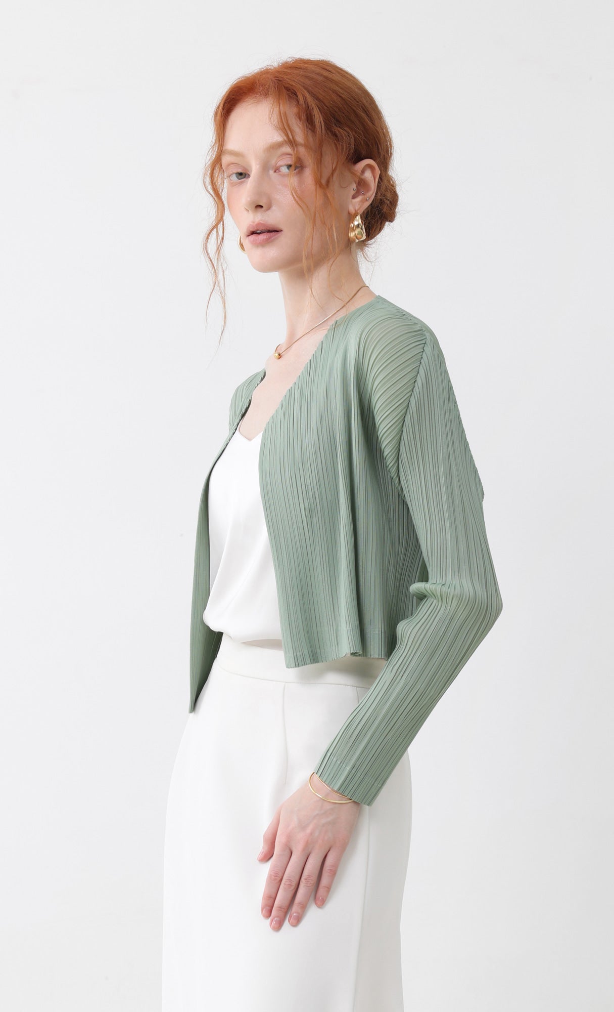 Pleatsmood Cod Pleats Cardigan Mint