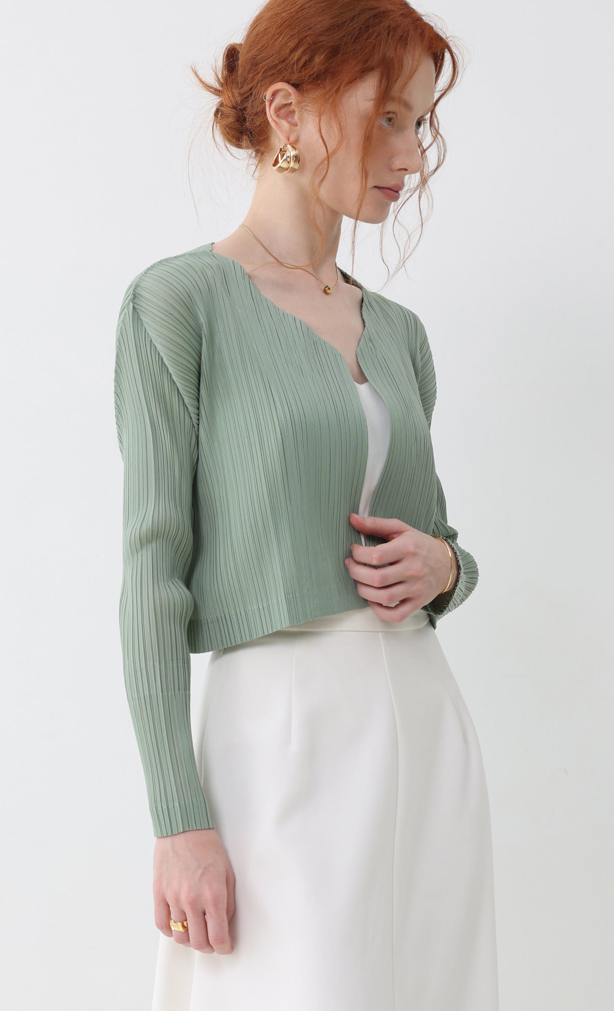 Pleatsmood Cod Pleats Cardigan Mint