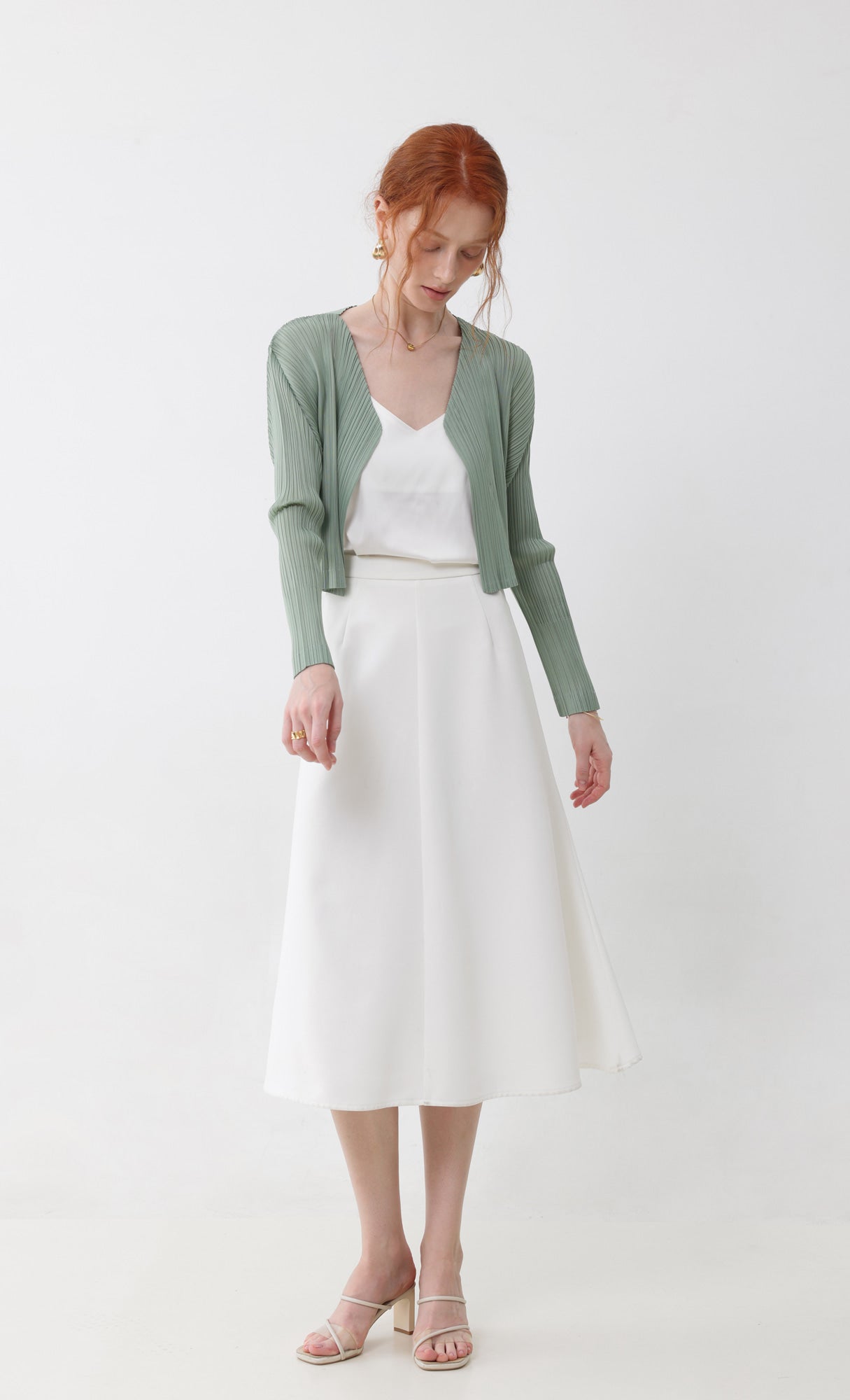 Pleatsmood Cod Pleats Cardigan Mint