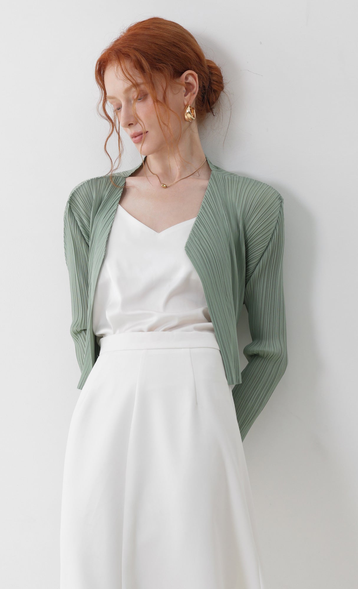 Pleatsmood Cod Pleats Cardigan Mint