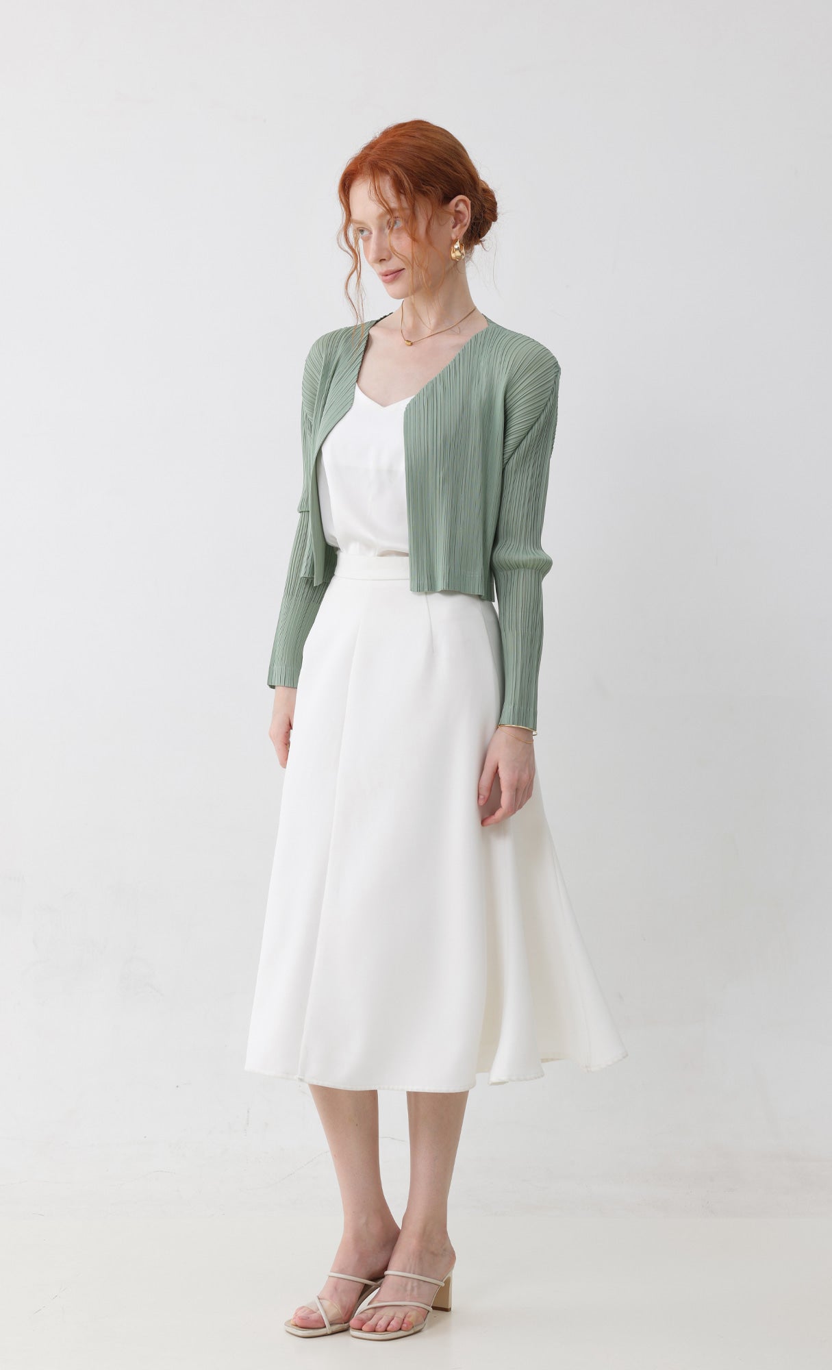Pleatsmood Cod Pleats Cardigan Mint