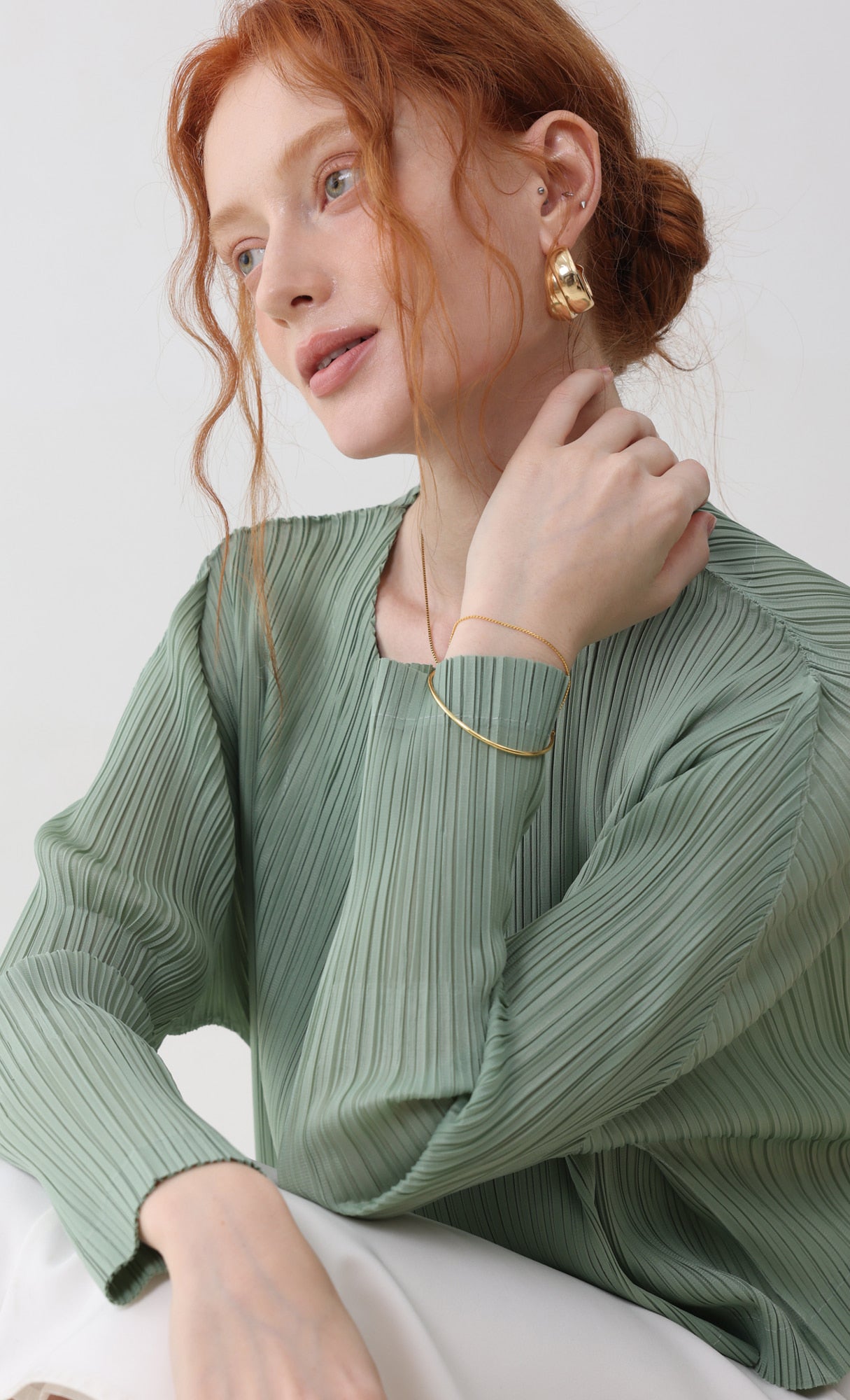 Pleatsmood Cod Pleats Cardigan Mint