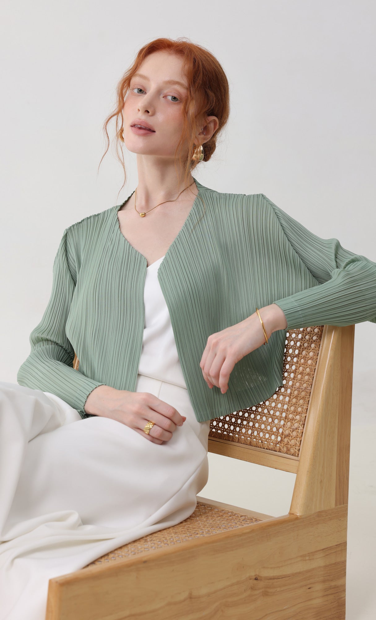 Pleatsmood Cod Pleats Cardigan Mint