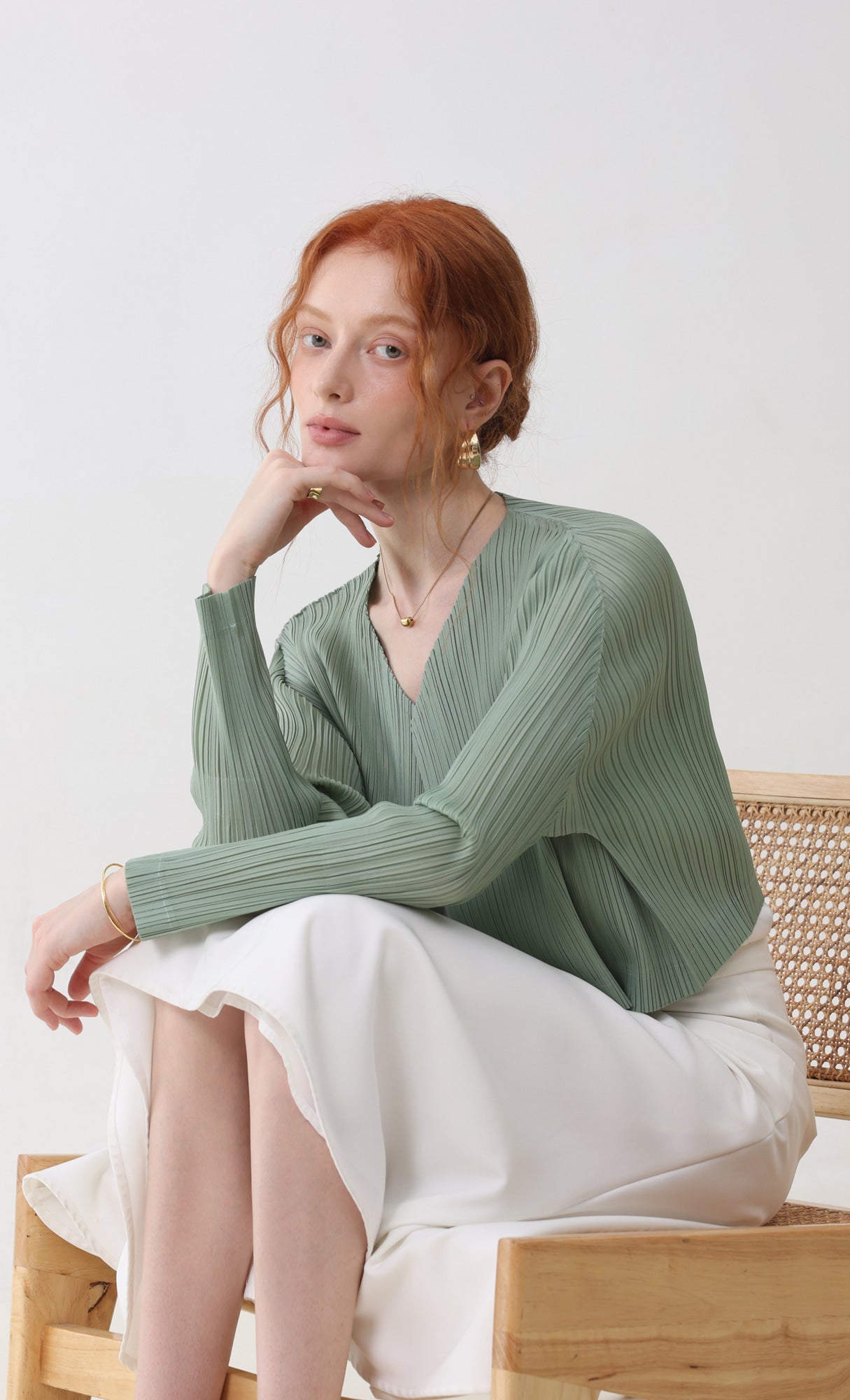 Pleatsmood Cod Pleats Cardigan Mint