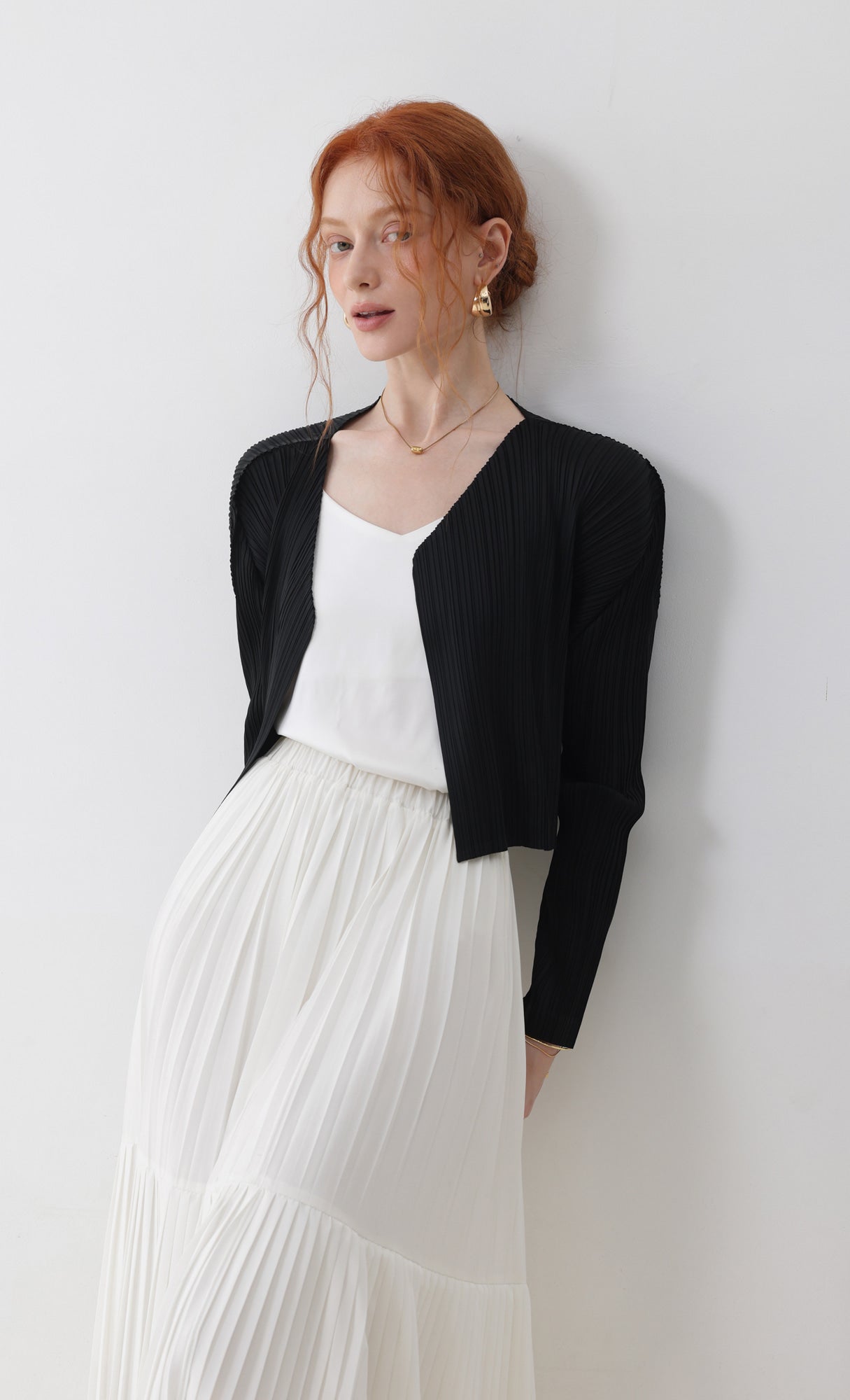 Pleatsmood Cod Pleats Cardigan Black