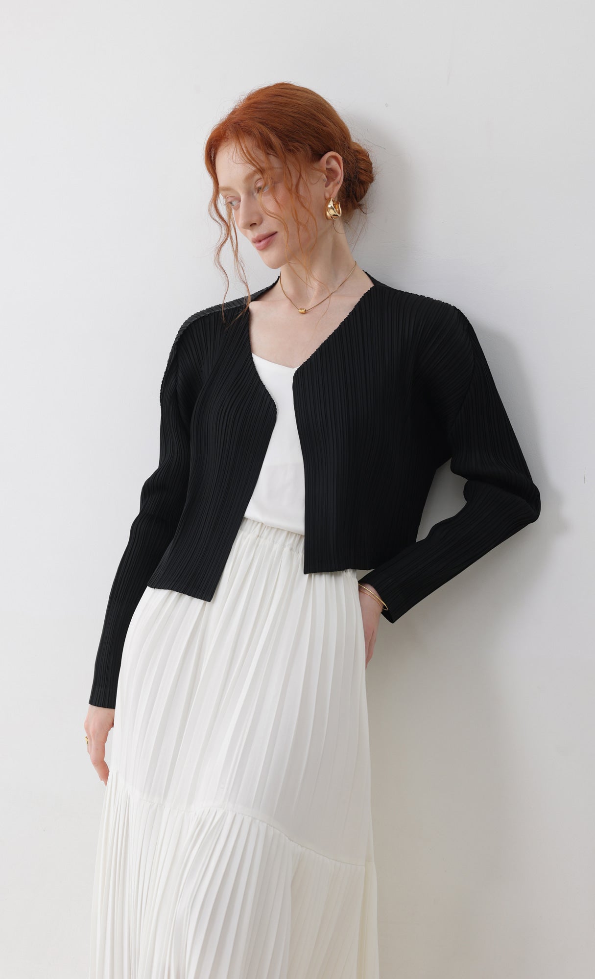 Pleatsmood Cod Pleats Cardigan Black