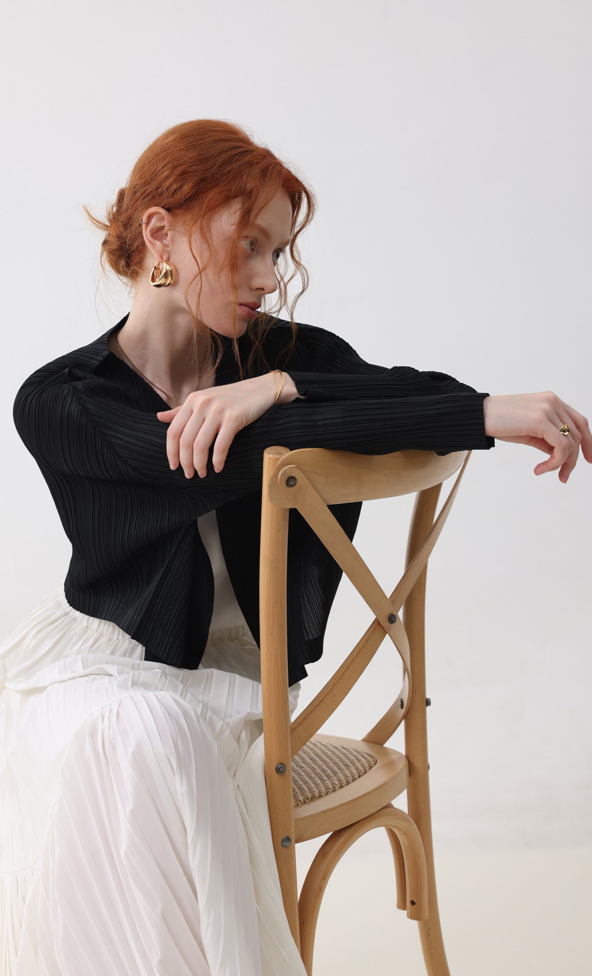 Pleatsmood Cod Pleats Cardigan Black