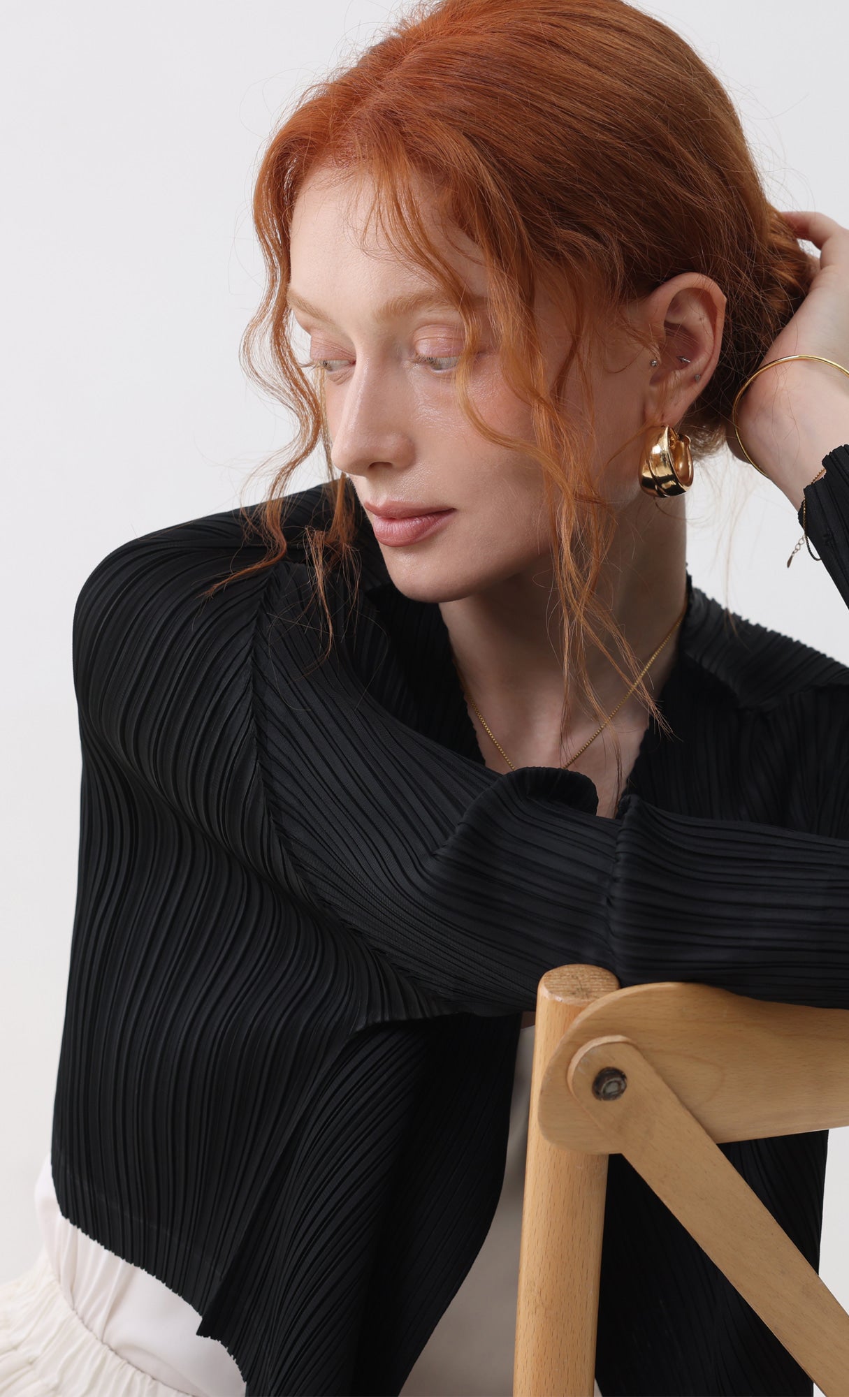 Pleatsmood Cod Pleats Cardigan Black