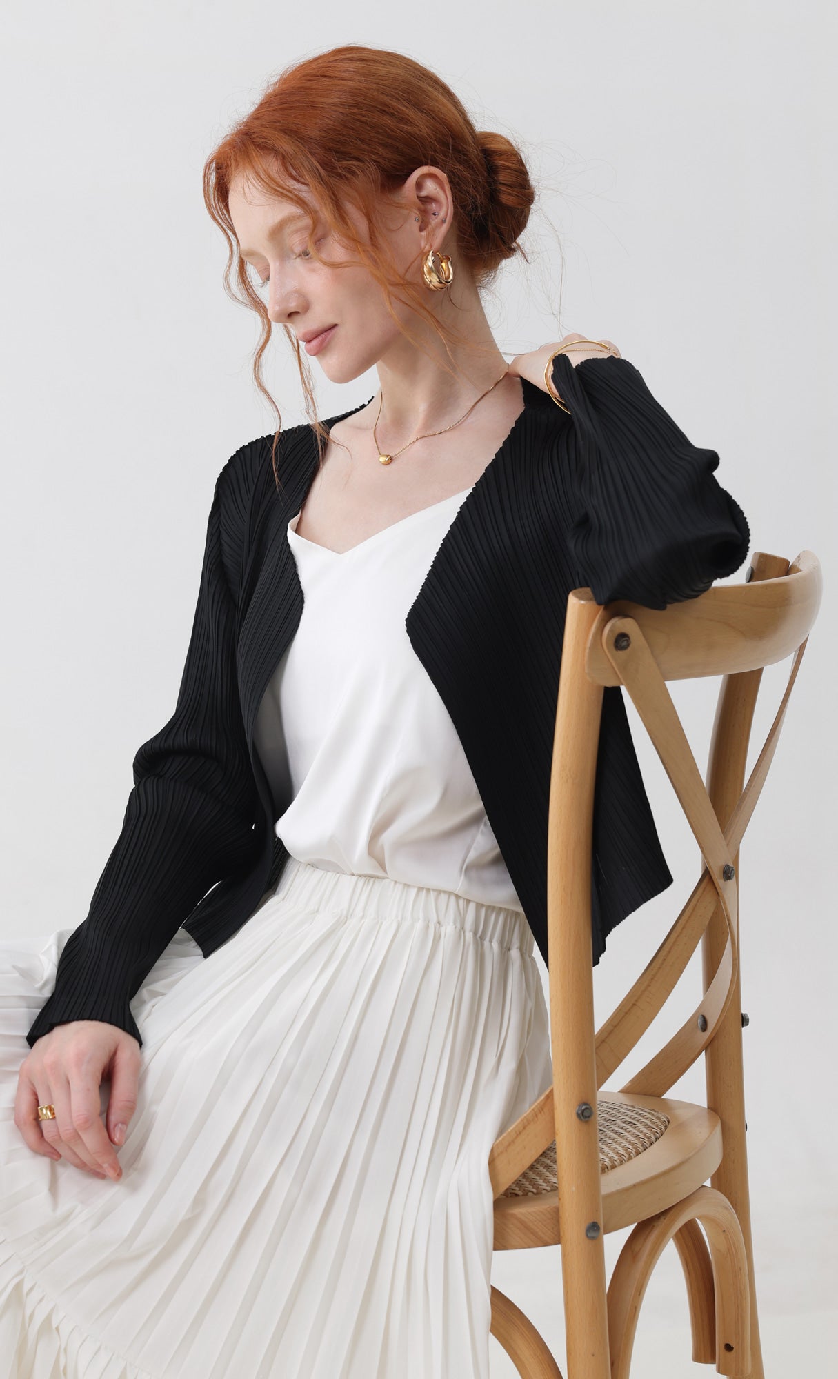 Pleatsmood Cod Pleats Cardigan Black