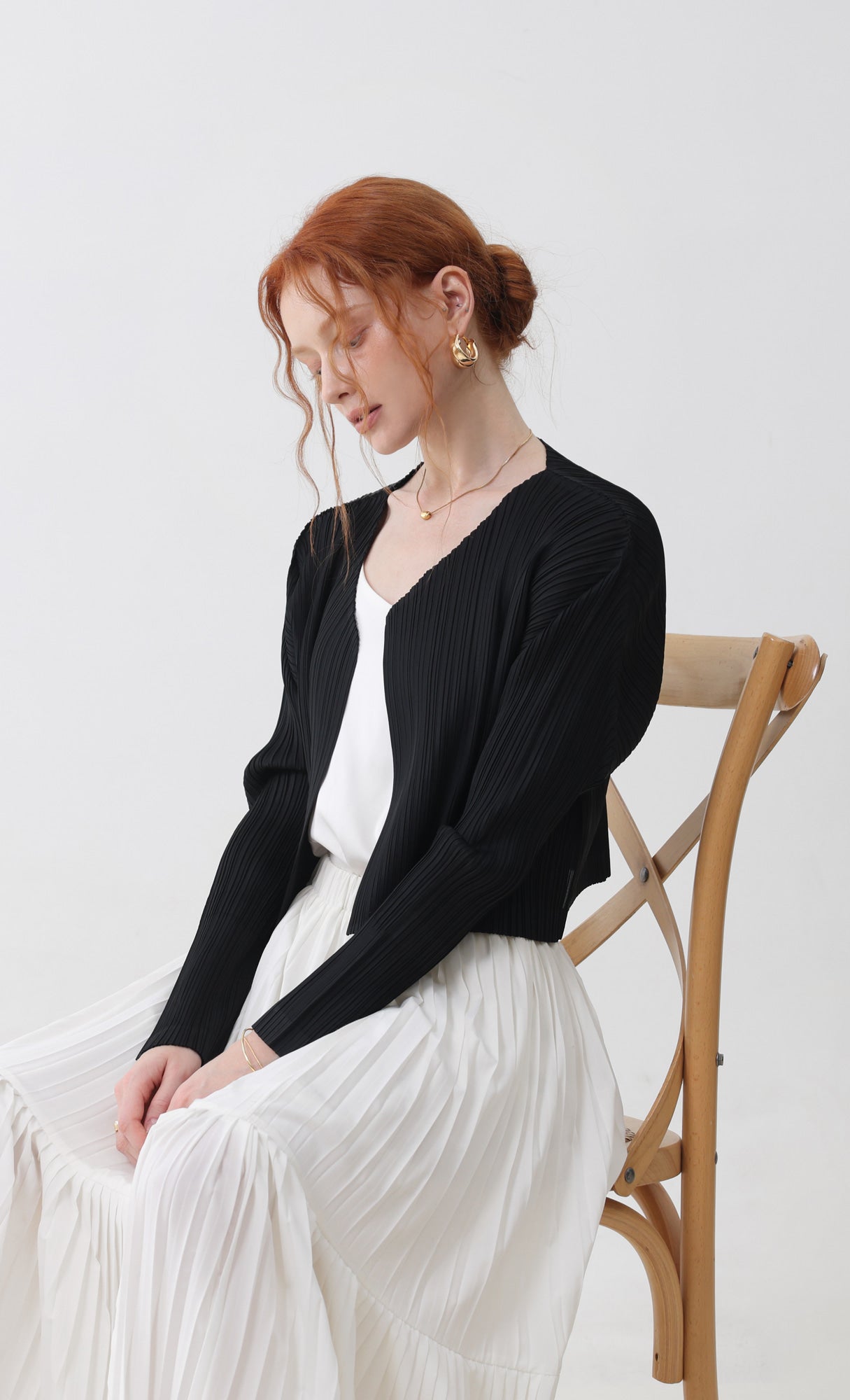 Pleatsmood Cod Pleats Cardigan Black