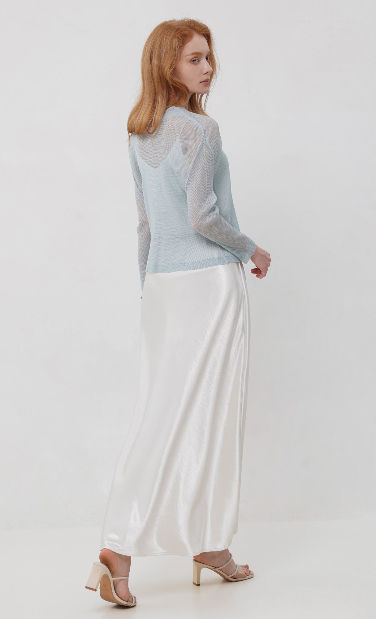 Pleatsmood Sheer Pleats Cardigan Skyblue