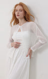 Pleatsmood Sheer Pleats Cardigan Ivory