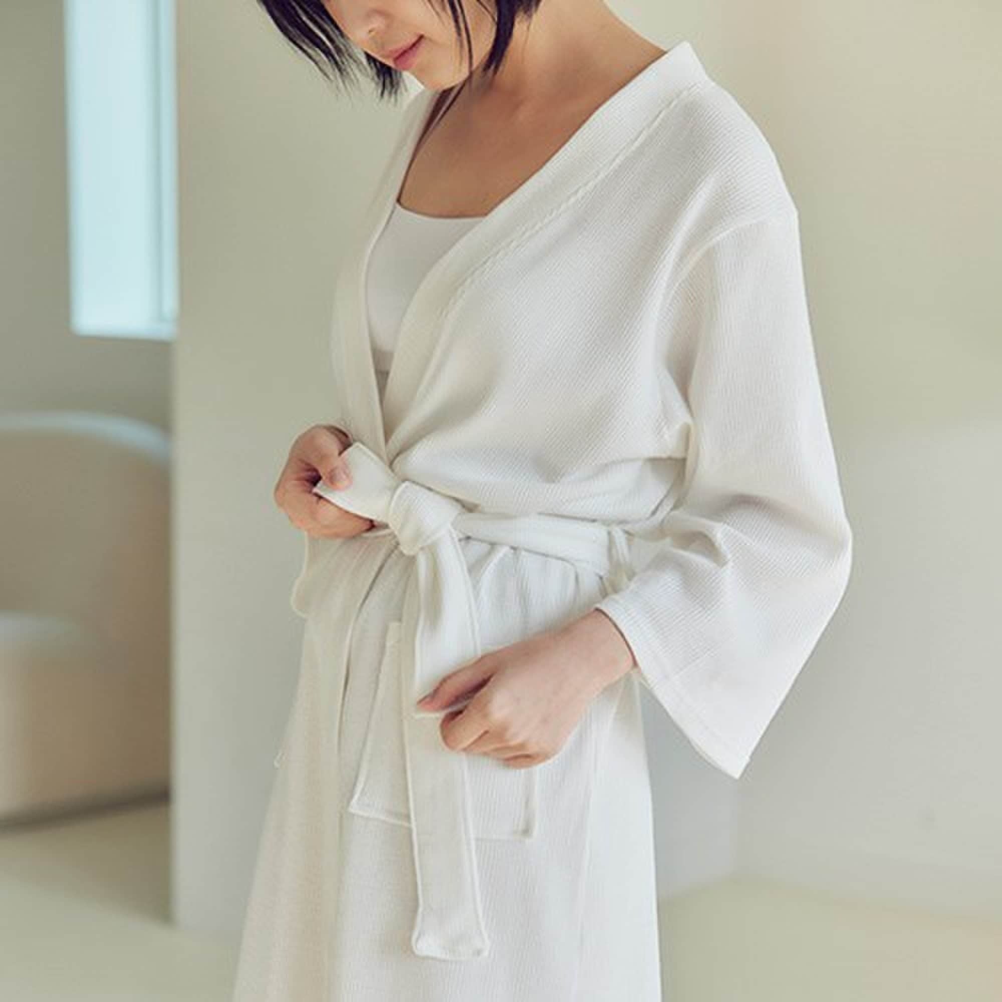 All Seasons Hotel Shower Gown Waffle Cotton Bathrobe