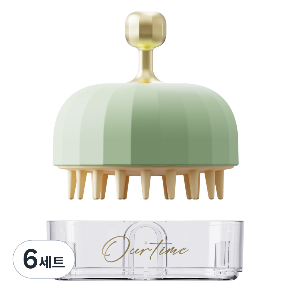 OUR TIME Kumal Wall-Mounted Scalp Massage Shampoo Brush Set, 1 unit, Olive Green
