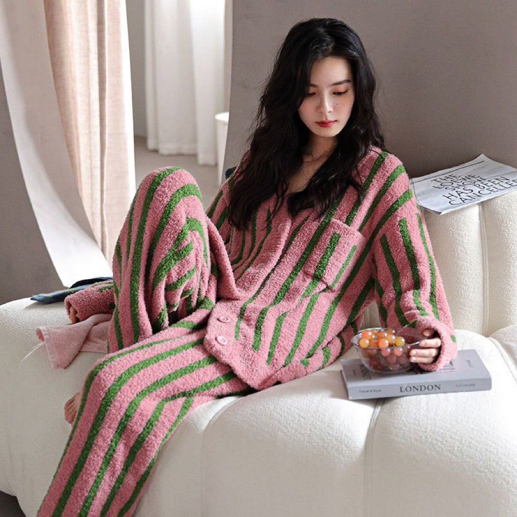Soft And Stretchy Big Size Sleepwear, Tight Bouclé Fabric, Ultra-fine Fiber Winter Pajamas