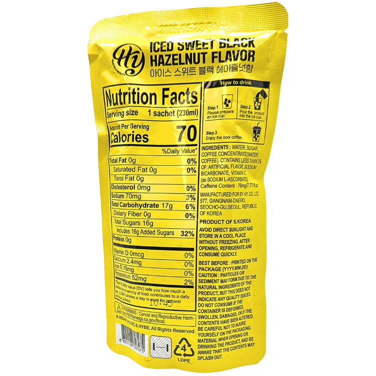 Hy BTS Iced Sweet Black Hazelnut Flavor