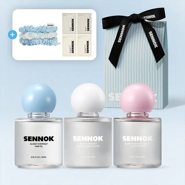SENNOK Glossy Hair Essence Oil 60ml + Scrunchie + 4 Types Of Sachets (Choose 1 Of 3)