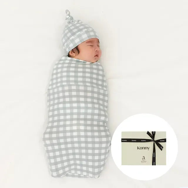 CONNIE Newborn Bamboo Swaddling Pouch & Hat Gift Set