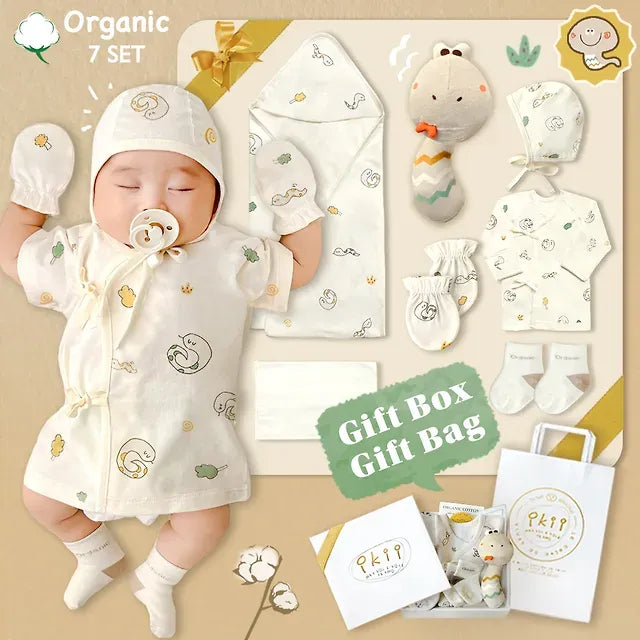 dragon Baby" Organic 7-piece Custom Gift Set (Gift Wrapping - Gift Box + Shopping Bag)