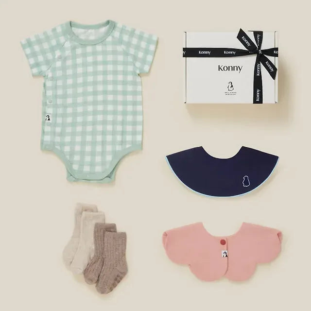 CONNIE Cony Cotton Mesh Bodysuit 5-piece Set (2 Bibs + Mesh Suit + Socks)