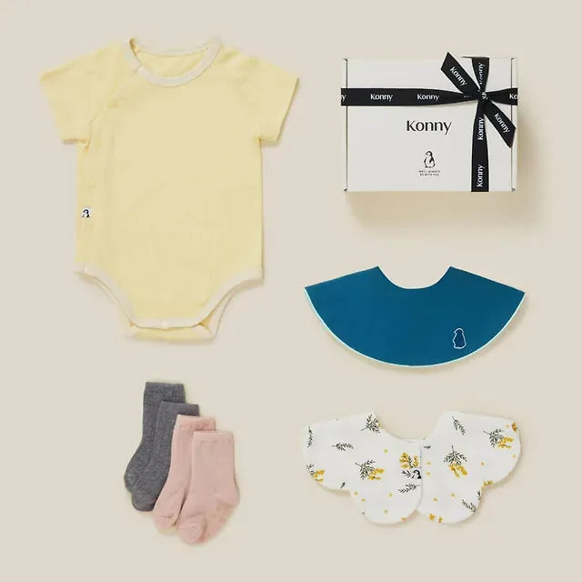 CONNIE Cony Cotton Mesh Bodysuit 5-piece Set (2 Bibs + Mesh Suit + Socks)