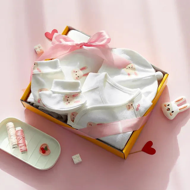 MOMS NATURE Birthday Celebration Gift Organic 5-piece set (Maternity + Bonnet + Hand/Foot/Innerwear)