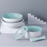 MIDAS Plus FIKA collection Blue 8pc set (Wok, Frypan and Pot w/ detachable Handle)