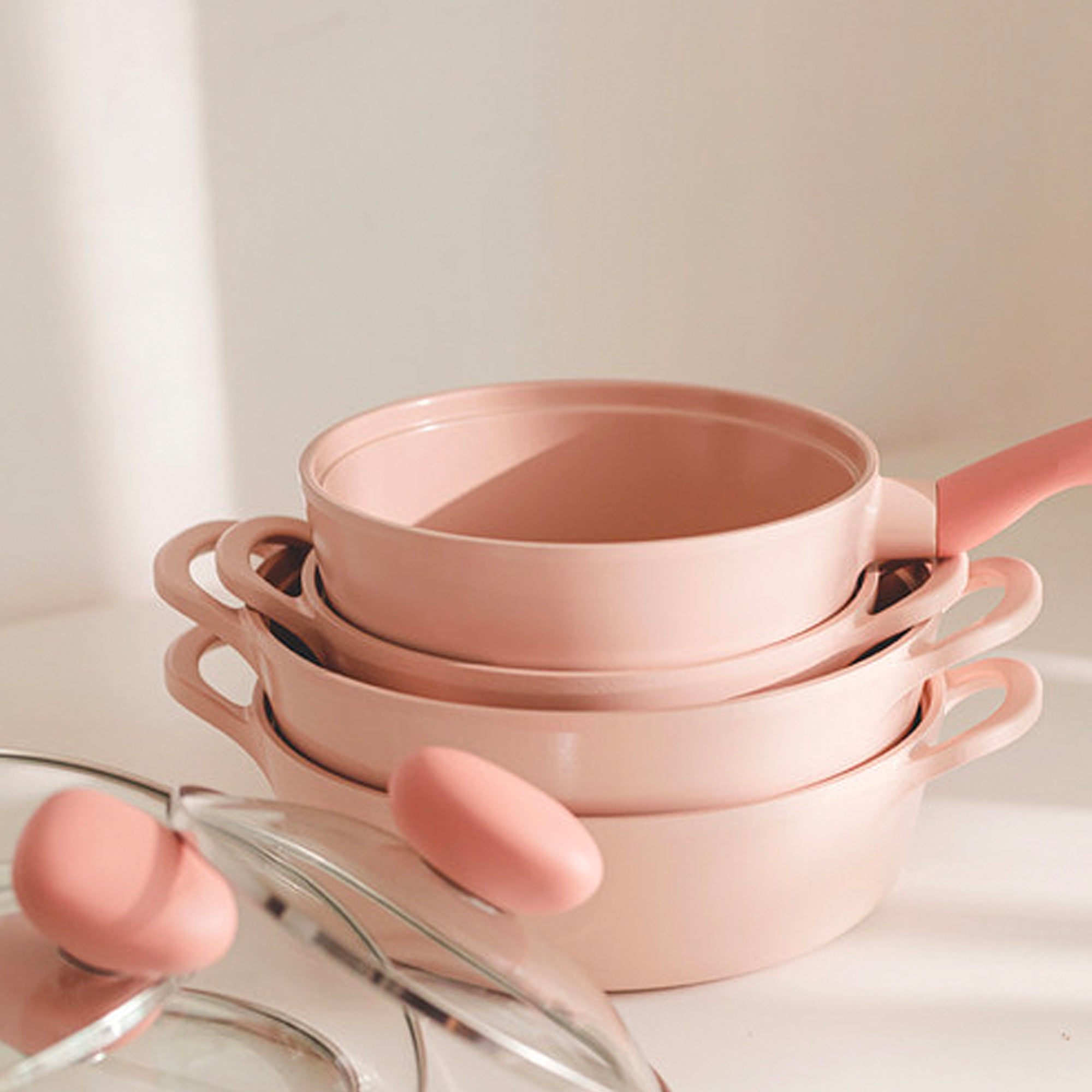 Retro Sherbet 1.9qt(1.8L) Ceramic Saucepan, Glass Lid