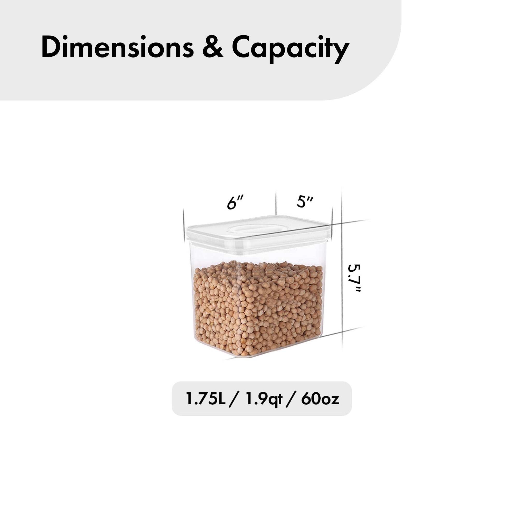 Neoflam Smart Seal - Rectangular 1.9QT (1.8L) White Lid, Food Storage
